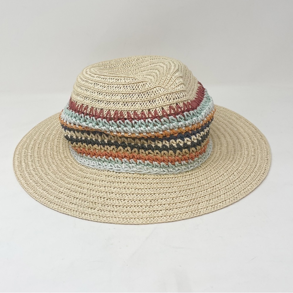 COCO + CARMEN Women’s Rainbow Stripe Paper Hat Pool Cruise Vacation Beach One S